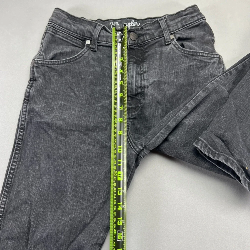 Wrangler Retro Jeans Womens 20 Black Denim Stretch Distressed Slim Straight Leg